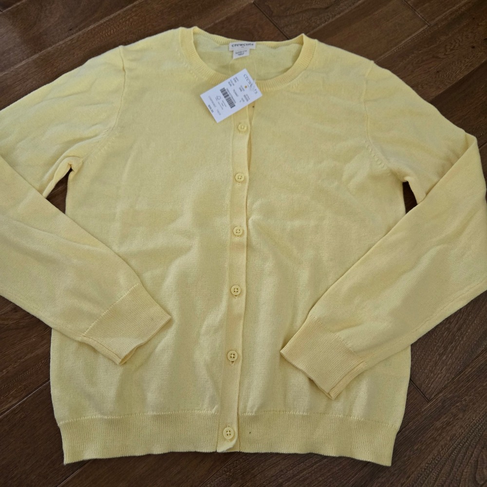 Crewcuts Girls Yellow Cotton Button Front Cardigan Sweater Size L 10-11 NEW